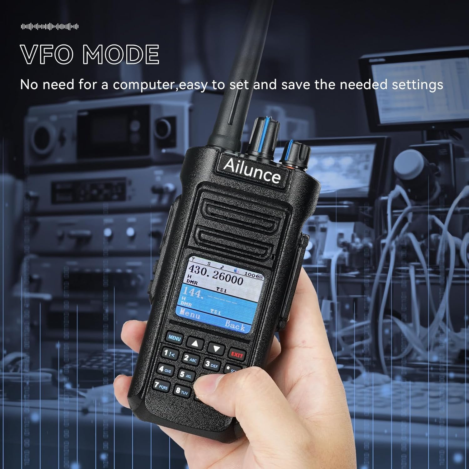 Retevis Ailunce HD2 DMR Radio,Dual Band 2 Way Radio GPS Dark Clear