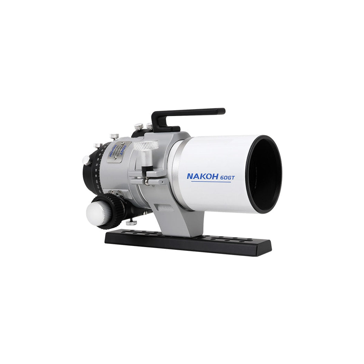 Nakoh 60GT telescope on a white background