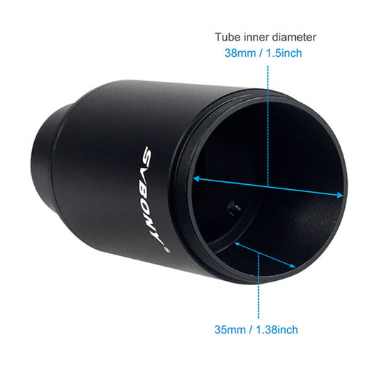 Black CA1 extension tube with measurements and brand name on a white background