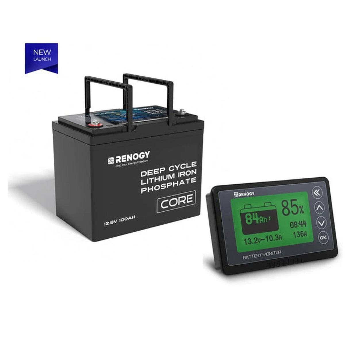 Renogy CORE Series 12Volt 100Ah Lithium Iron Phosphate Battery 1 Battery W Battery Monitor