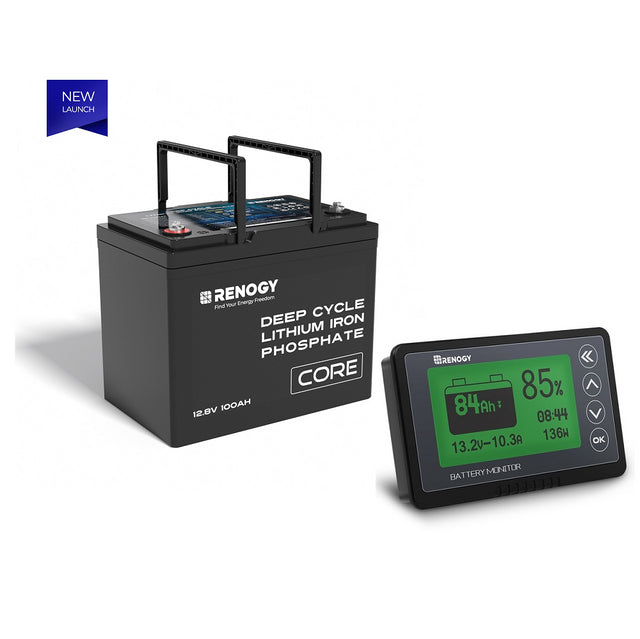 Renogy CORE Series 12Volt 100Ah Lithium Iron Phosphate Battery 1 Battery W Battery Monitor