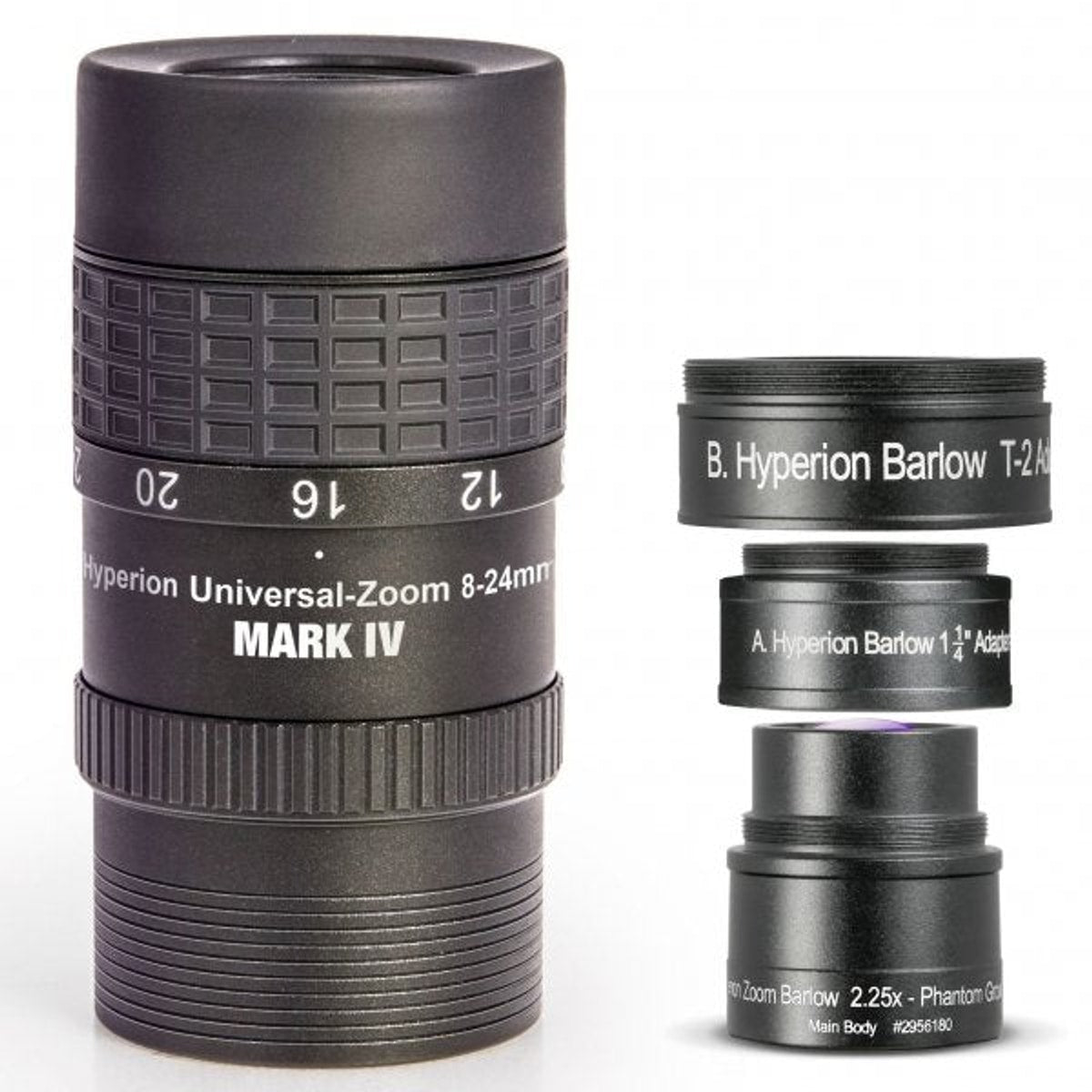MARK IV Hyperion Universal Zoom 8-24 mm eyepiece & Baader Hyperion Zoom Barlow lens 2.25x mag – Dark Clear Skies UK