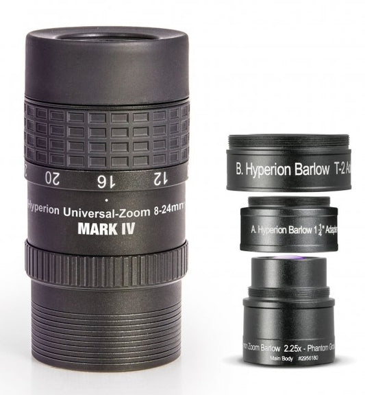 MARK IV Hyperion Universal Zoom 8-24 mm eyepiece & Baader Hyperion Zoom Barlow lens 2.25x mag – Dark Clear Skies UK