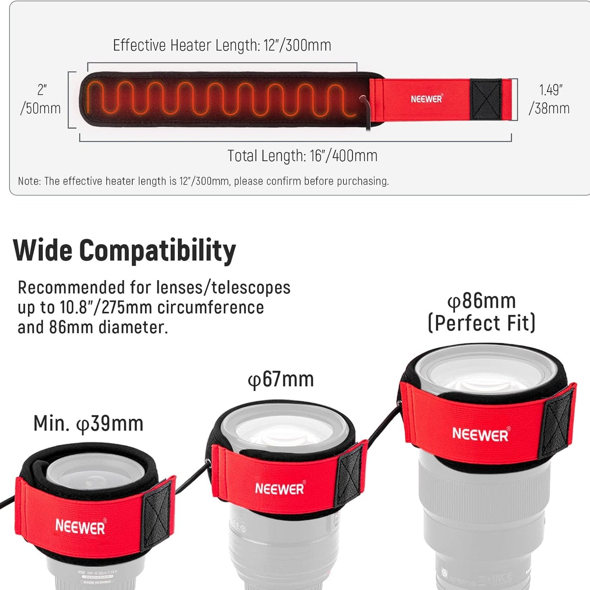 Neewer Lens Warmer Red – Dark Clear Skies UK