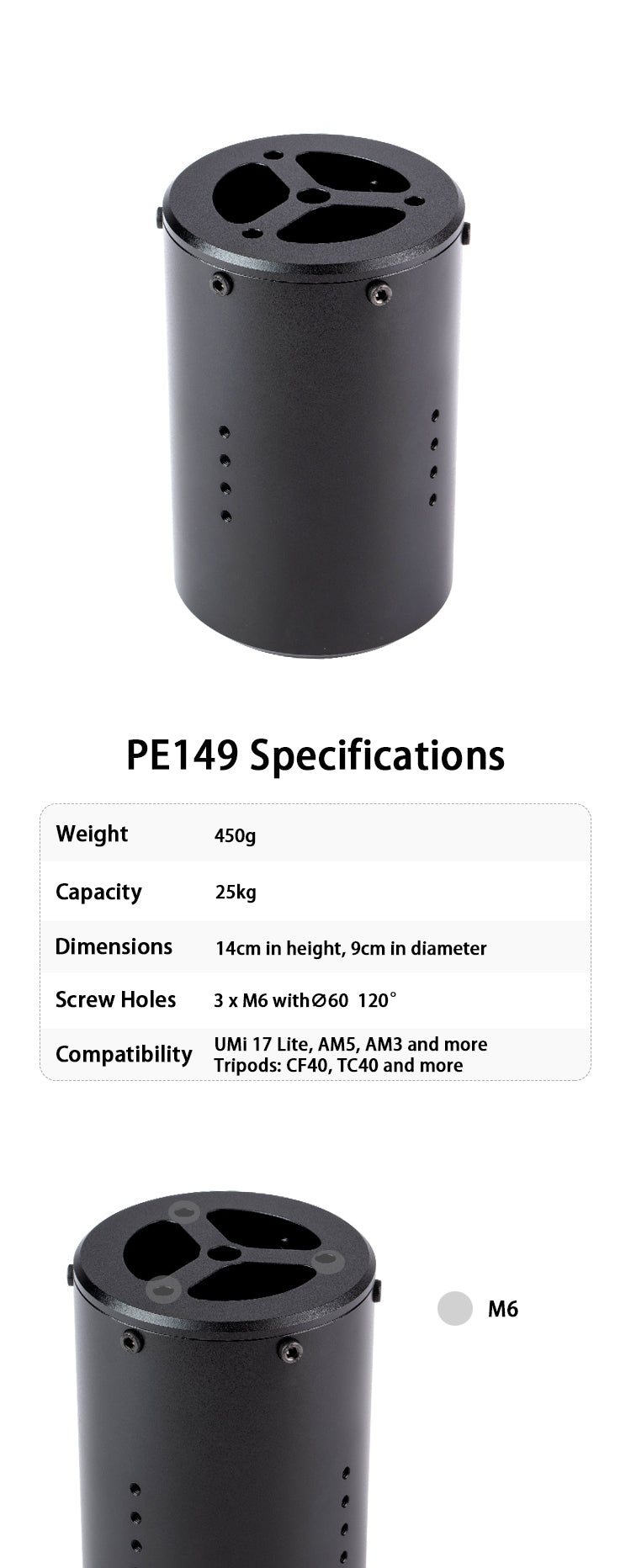 PE149 Pier Extension with specifications on a white background