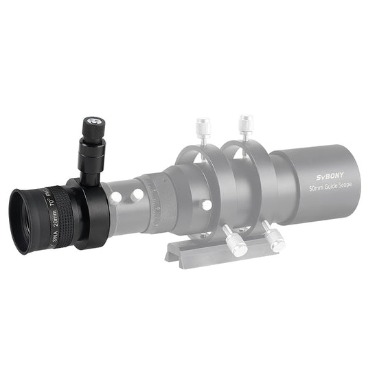 SVBONY SV152 SWA Illuminated Eyepiece 20mm 70 Degree 1.25" connected to guidescope