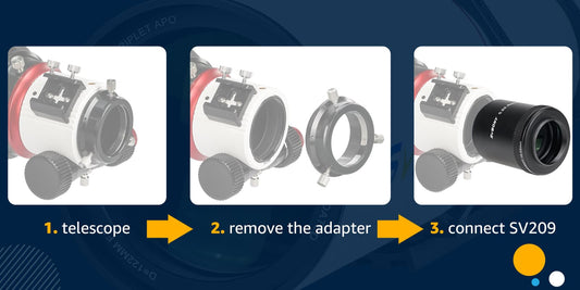 SVBONY SV209 Focal Reducer/Field Flattener 0.8x for SV550 122F7 Triplet APO showing how to attach