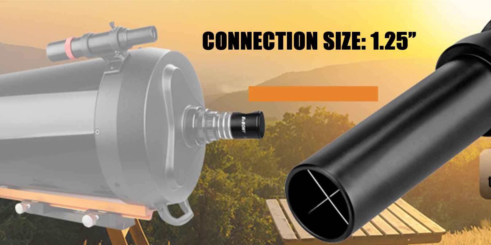 SV197 1.25inch Cheshire Collimating Eyepiece attached to telescope