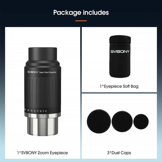 SVBONY telescope eyepiece with accessories on a white background