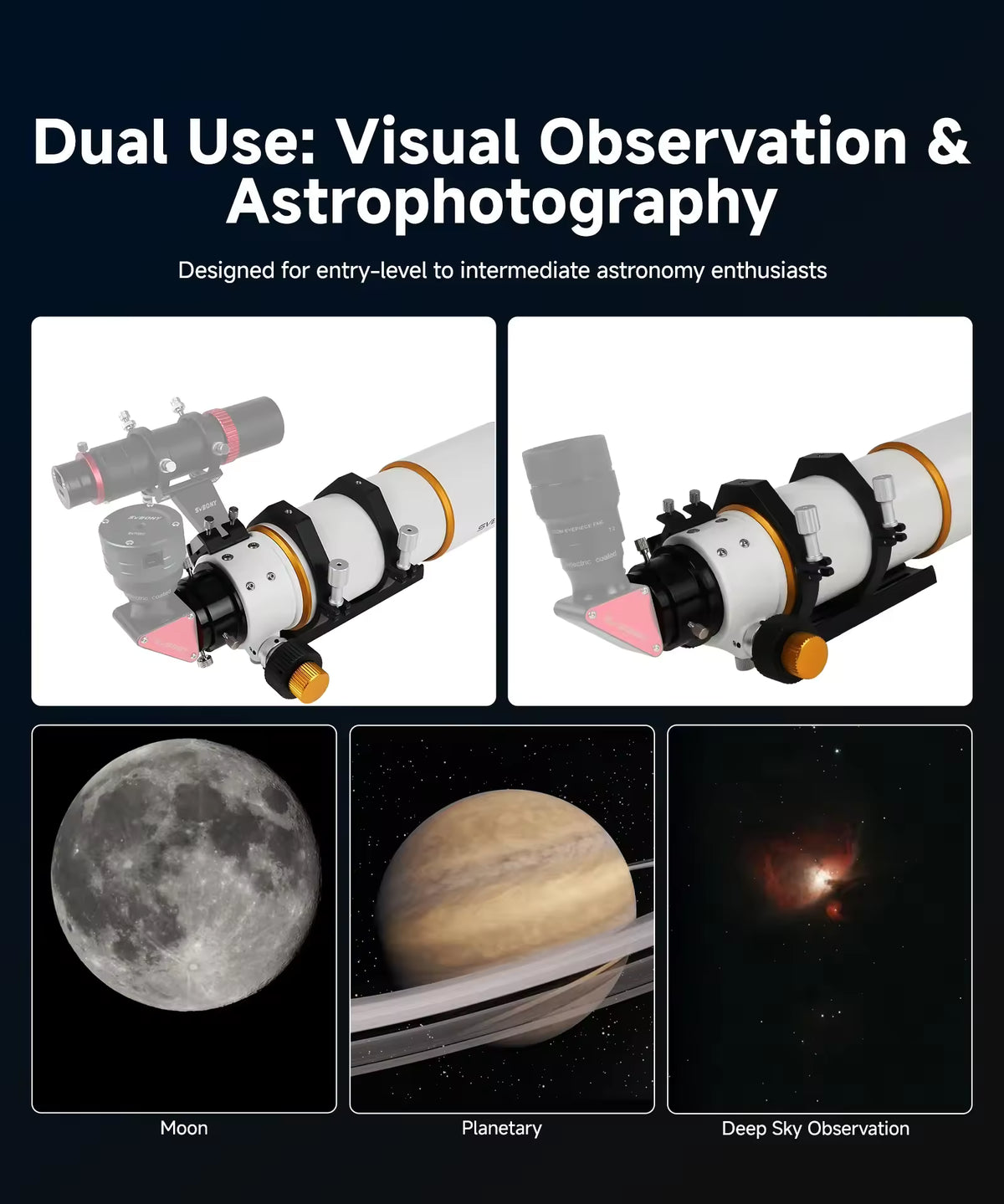 SVBONY SV530 80mm ED Refractor Telescope OTA – 480mm f/6