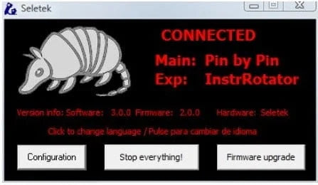 Software interface with an armadillo icon and text on a black background
