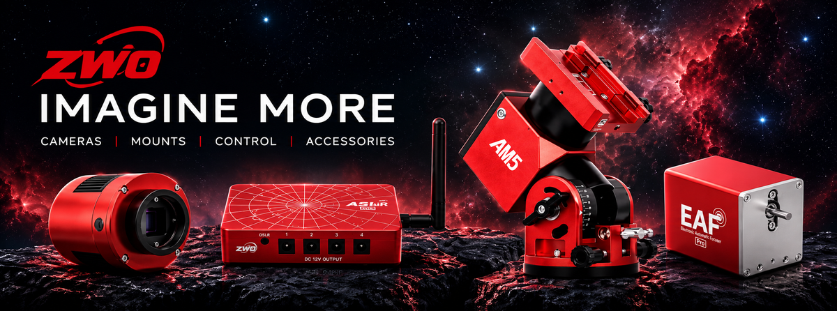 ZWO astrophotography cameras, mounts and imaging equipment at Dark Clear Skies