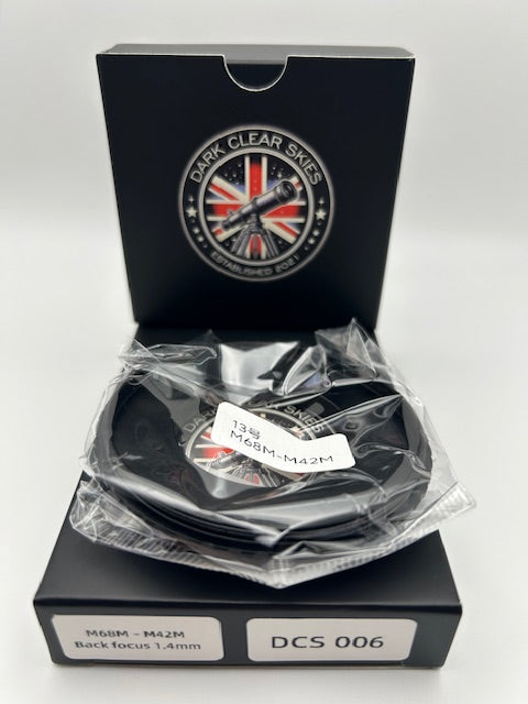 M68M to M42M Adapter – 1.4mm Back Focus | Dark Clear Skies