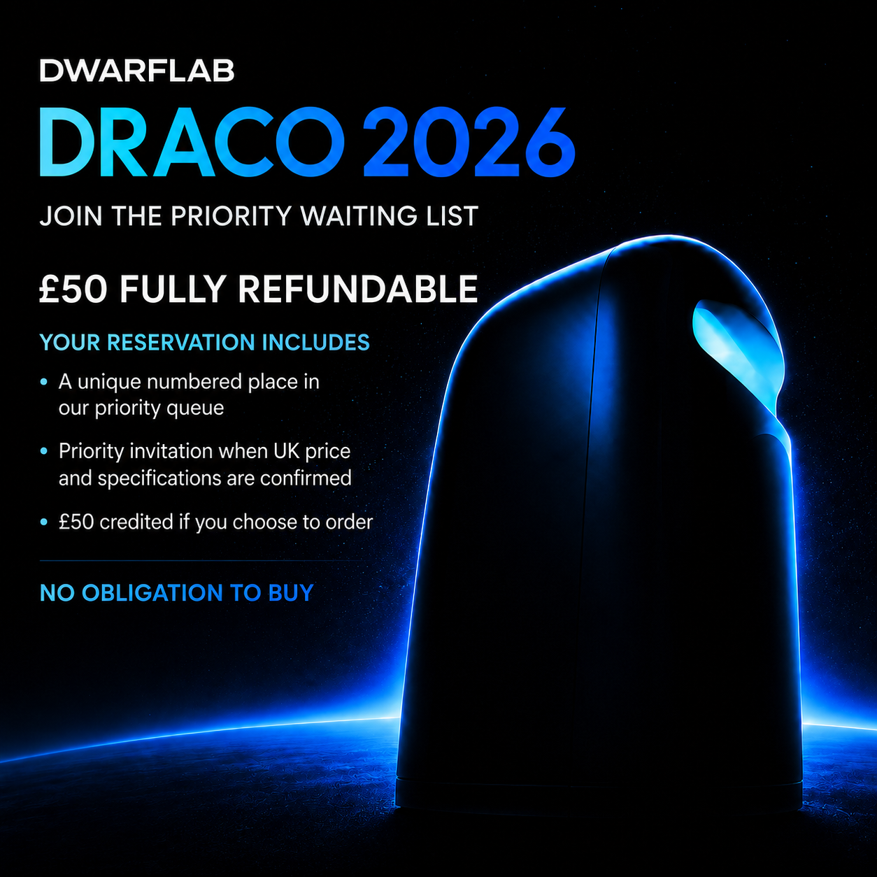 DWARFLAB DRACO 2026 £50 refundable priority reservation credit from Dark Clear Skies