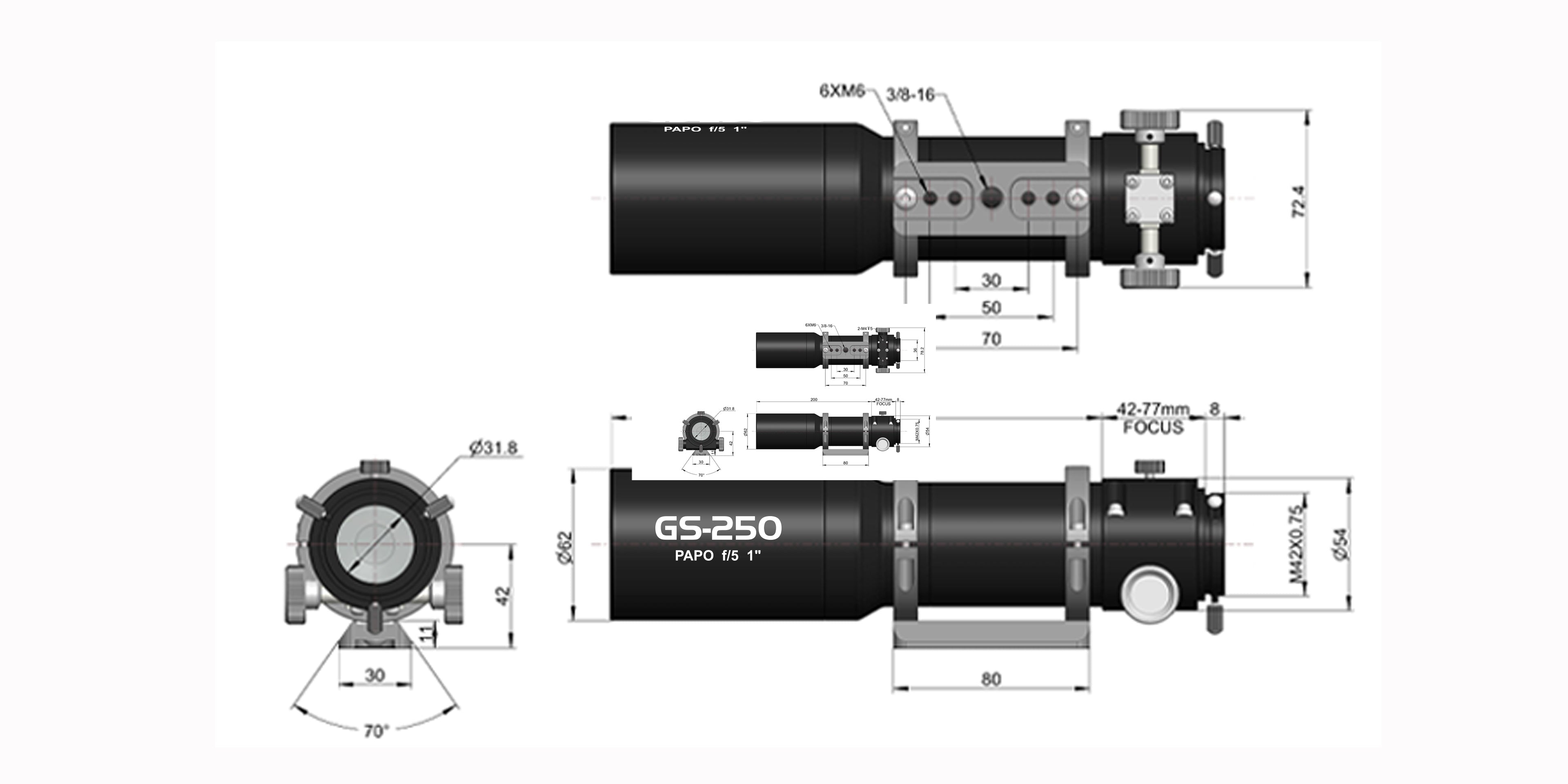 GS-250 PAPO ED Triplet Guide Scope (AC / AR) – 250mm f/5