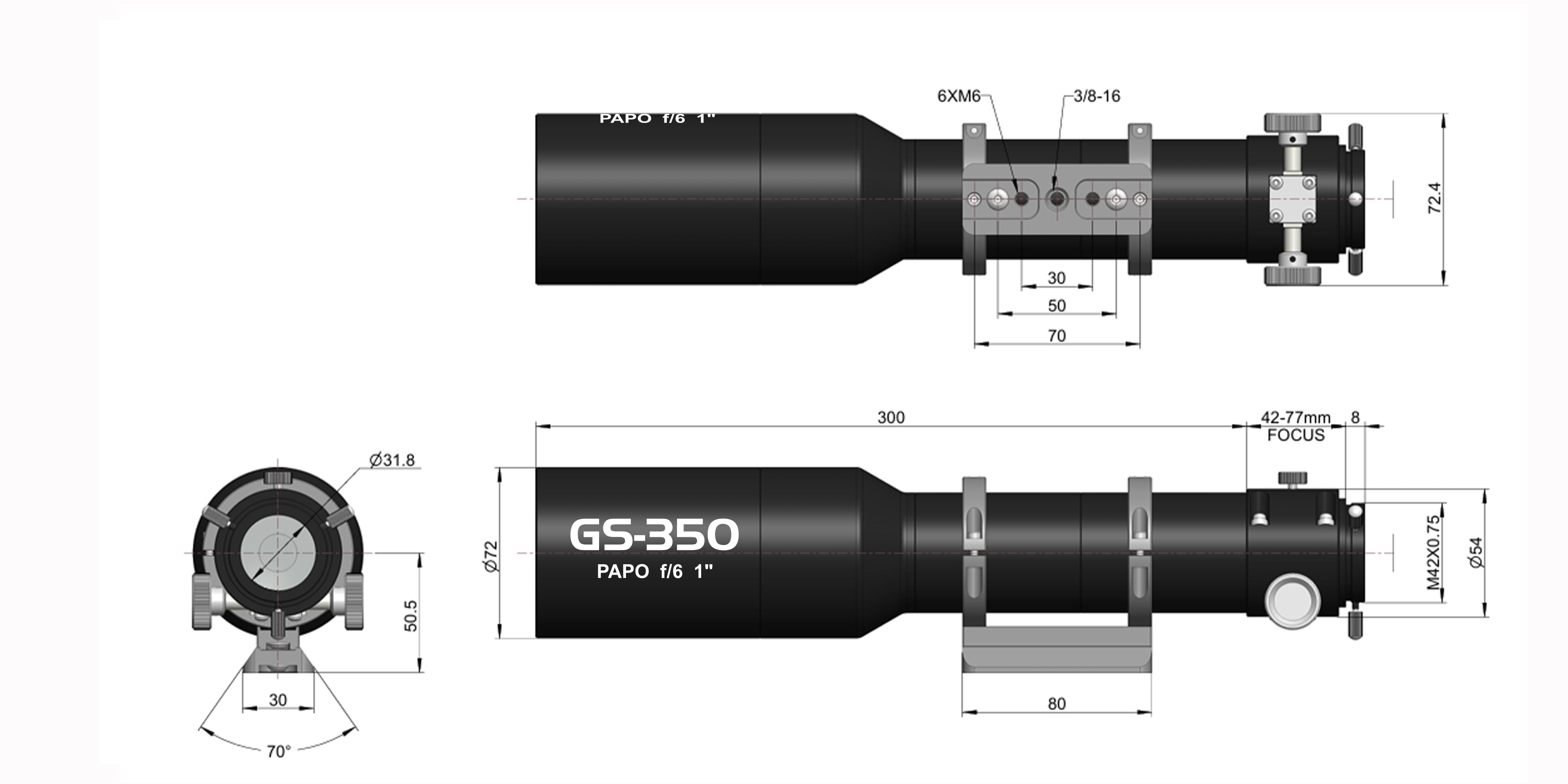 GS Series PAPO Apochromatic Guide Scopes (350mm) – Touptek