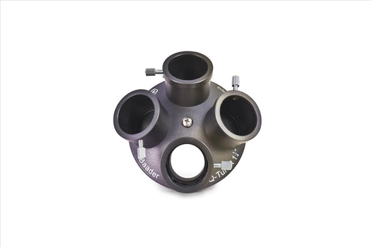 Baader Q-Turret Eyepiece Revolver, shown with its empty four interchangeable eyepiece holes.It  is a device designed for astronomical observations.