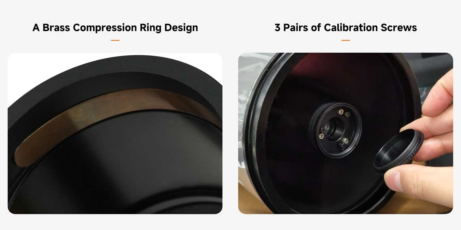 Brass compression ring and calibration screw adjustment on SVBONY MK127
