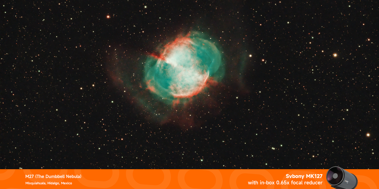 M27 Dumbbell Nebula image captured using the SVBONY MK127 Maksutov telescope

