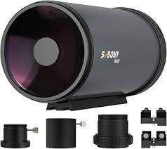 Svbony Maksutov 127 Telescope with accessories on a black background