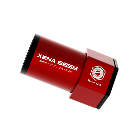 Red electronic device with 'XENA 58SM' branding on a white background