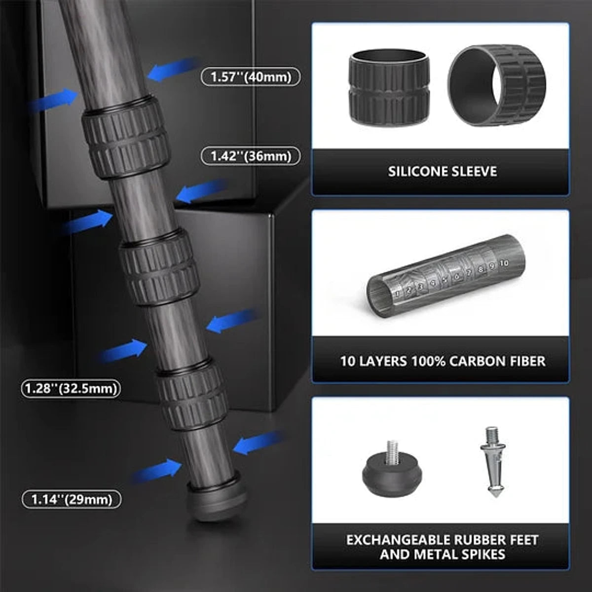 WEYLLAN LX9 Carbon Fibre Tripod – Dark Clear Skies UK
