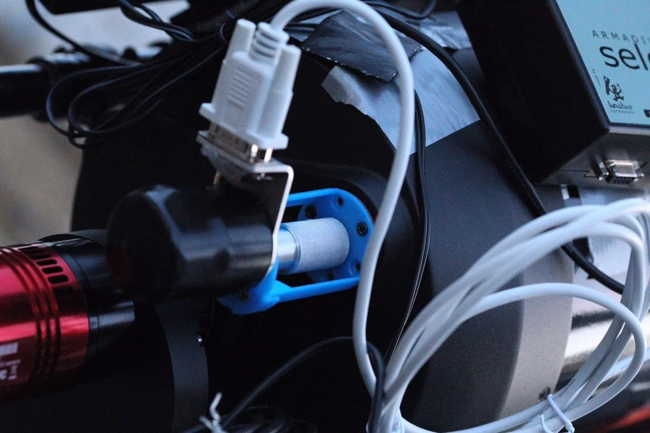 Close-up of electronic components with wires and connectors on a blurred background