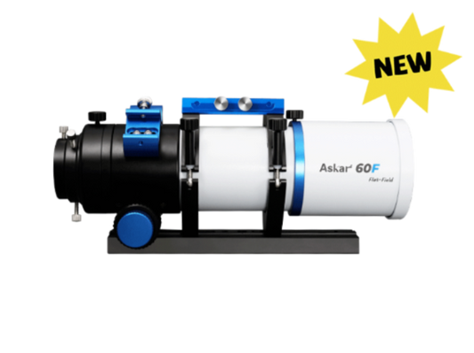 Askar 60F Telescope with 'NEW' label on a white background