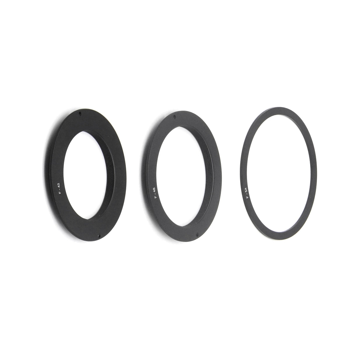 Astroasis filter drawer F-series adapter rings showing F-M42, F-M48 and F-M54 thread options for astrophotography
