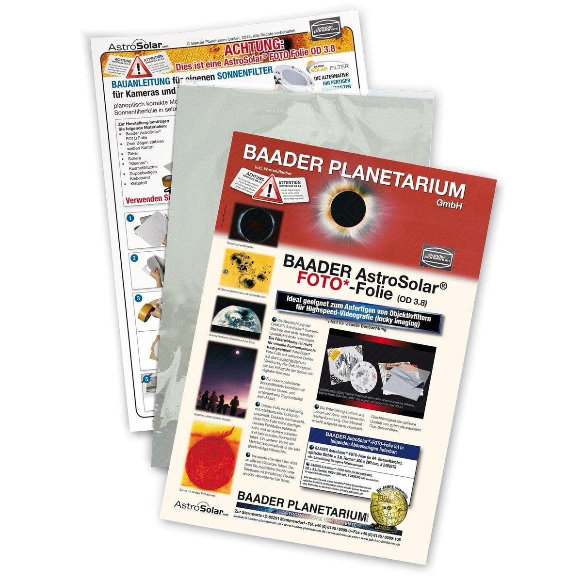 Baader AstroSolar Photo Film OD 3.8, 20×30 cm for Solar Imaging