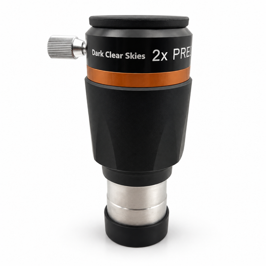 Dark Clear Skies 2x Premium Barlow lens front view on white background
