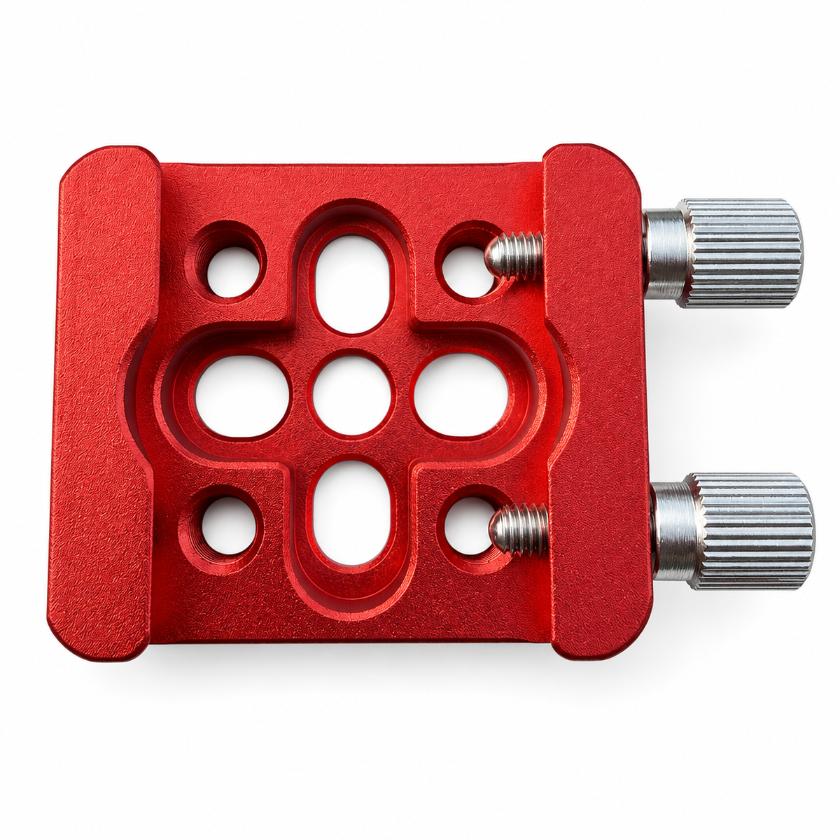 AIR-DOCK clamp interior showing twin locking thumbscrews and mounting holes