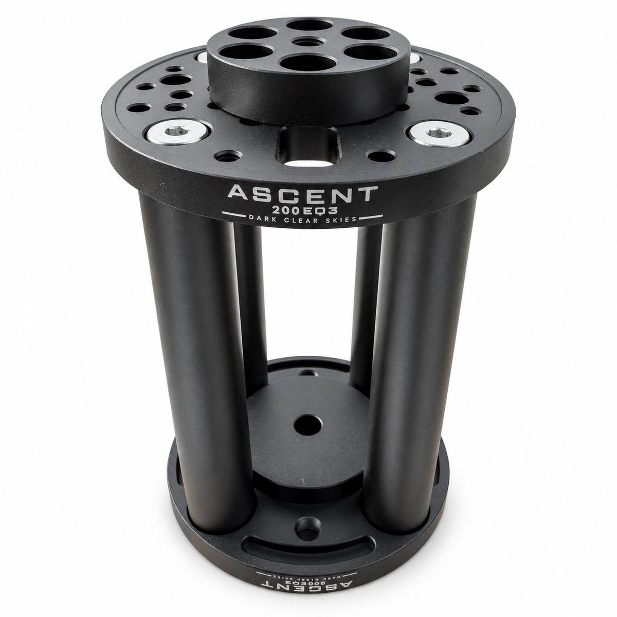 Dark Clear Skies ASCENT 200 EQ3 black 200mm pier extension, complete front view