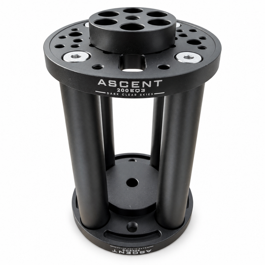 Dark Clear Skies ASCENT 200 EQ3 black 200mm pier extension, complete front view