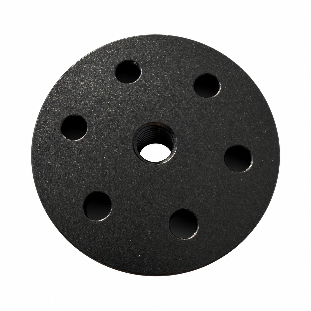 Flat face of the AXISBASE EQ3/EQ5 adapter plate with six fixing holes