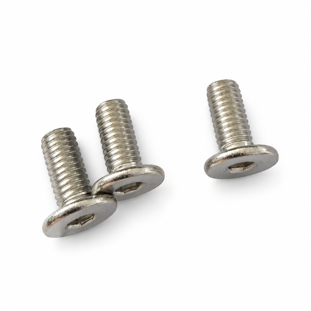 Three silver hex-socket fixing bolts supplied with the AXISBASE EQ6 adapter