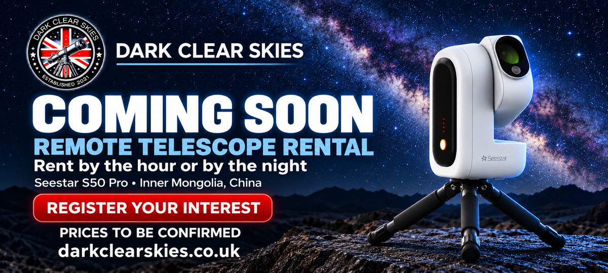 Coming soon: DCS Seestar S50 Pro remote telescope rental in Inner Mongolia, China. Hourly and nightly rental. Register your interest. Prices to be confirmed.