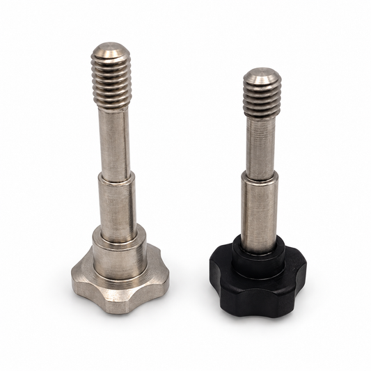 DCS tripod extension mounting bolts with silver and black hand knobs