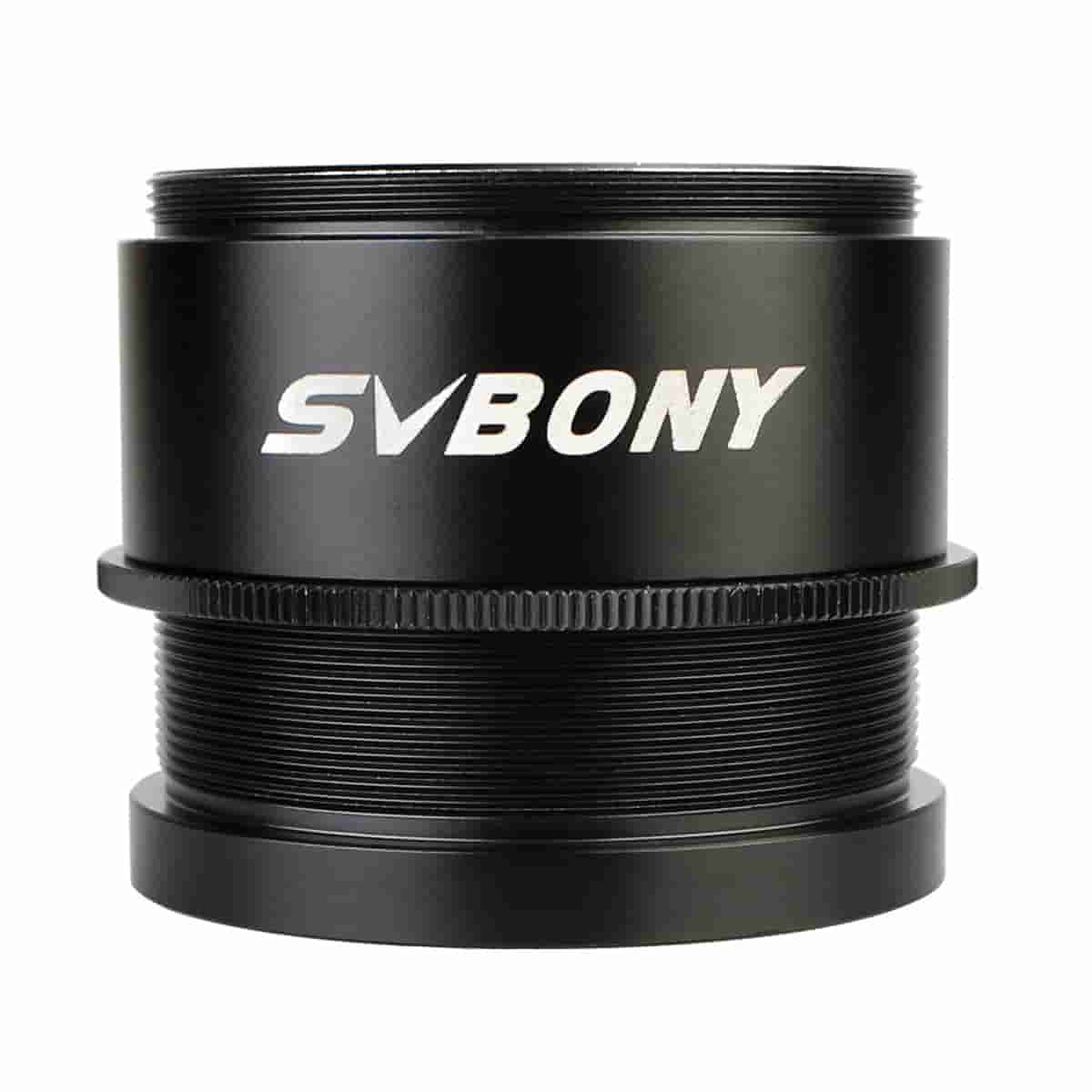 Black SVBONY lens on a white background