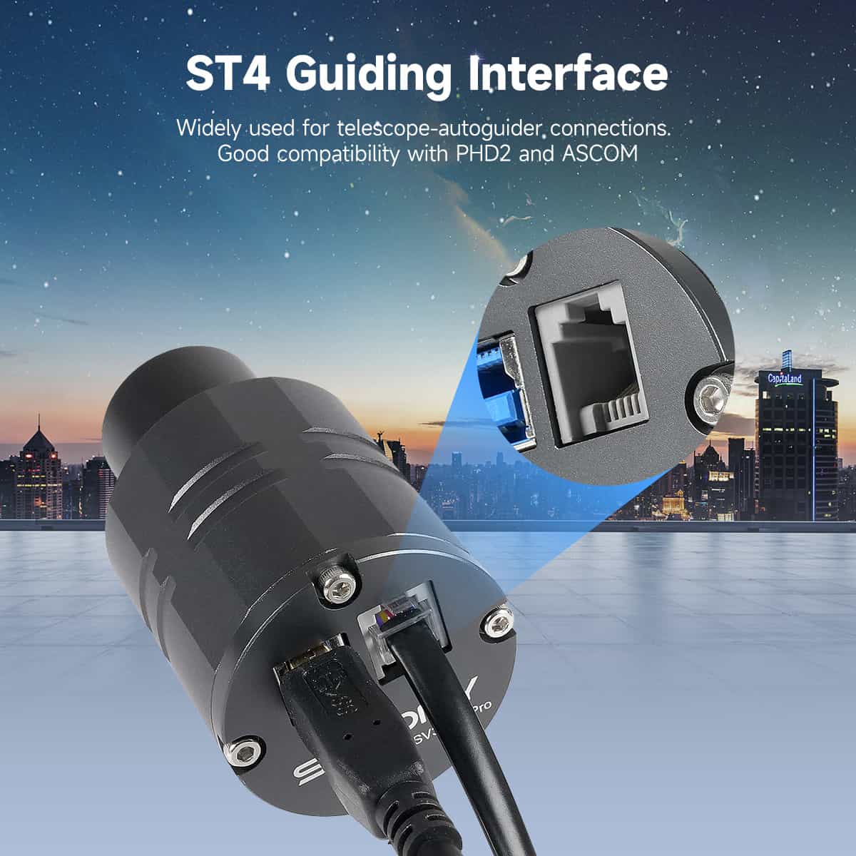 ST4 Guiding Interface with cityscape background