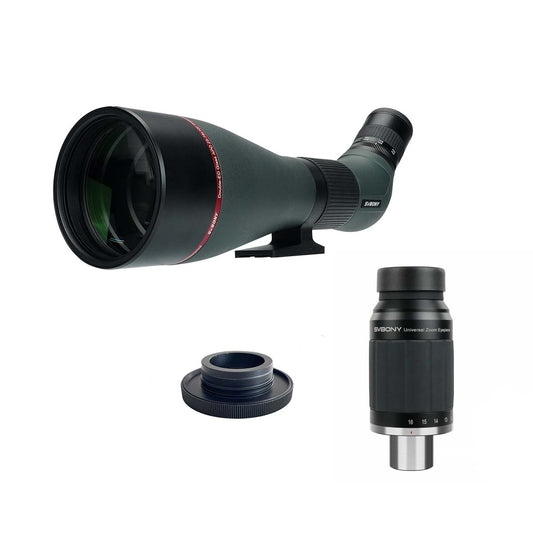 Svbony SV245 zoom eyepiece 8-16mmaside a spotting scope