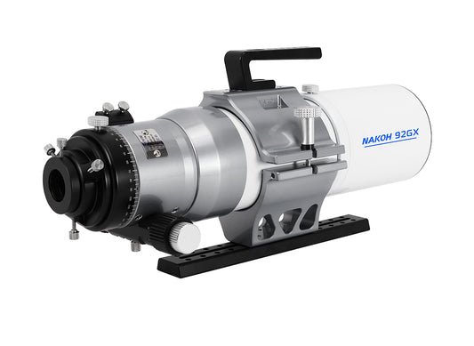 Rear three-quarter view of the NAKOH 92GX 92mm Quintuplet Petzval APO Astrograph Telescope showing the precision 3.2-inch dual-speed focuser, camera rotator and imaging interface.