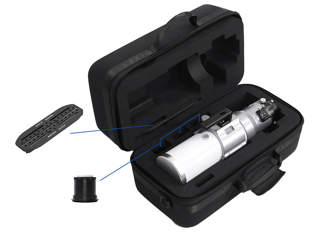 NAKOH 92GX 92mm Quintuplet Petzval APO Astrograph Telescope supplied in a protective carry case with foam insert, Vixen dovetail plate and imaging adapter.