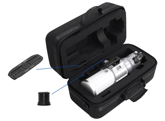 NAKOH 92GX 92mm Quintuplet Petzval APO Astrograph Telescope supplied in a protective carry case with foam insert, Vixen dovetail plate and imaging adapter.