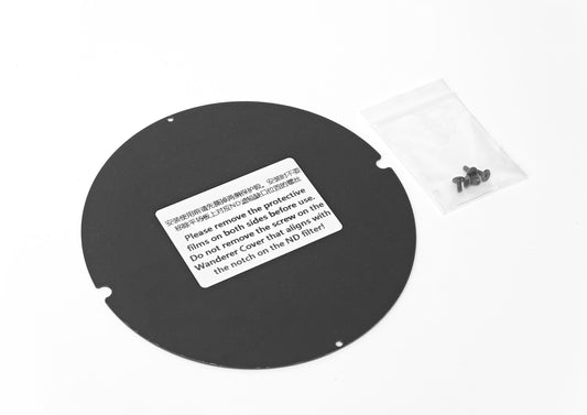 ND filter for WandererCover flat panel supplied with mounting screws and protective label

