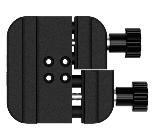 Pegasus Astro Powerbox saddle mount bracket with dual locking knobs for securing accessories