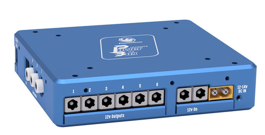 Side view of Pegasus Powerbox showing 12V ports and USB outputs