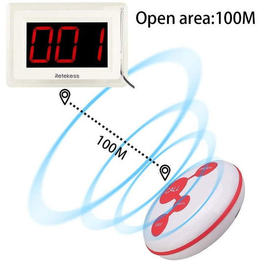 Retekess T114 Restaurant Pager, Wireless Call System IP67 Waterproof Starry Sky Design Button Voice Broadcast Prompt for Restaurant Bar