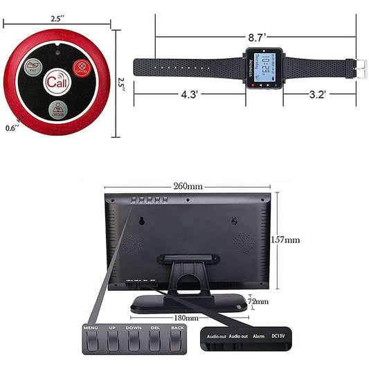 Retekess T128 Pager System, Wireless Calling System Voice Broadcast Modes, Watch Standby 36 Hours for Restaurant Bar.