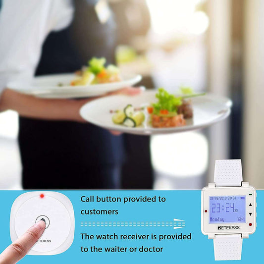 Retekess T128 Watch Receiver with 20 Call Buttons & USB Cable – Reliable Communication